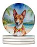 Basenji Luau Large Sandstone Coasters Pack Of 4 Absorbent Round Coasters Decor Gifts For Men Or Women, 4 In, Multicolor_maomaolike.com