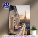 Paris Balcony & Eiffel Tower Painting Poster, Warm-toned Elegant Sunset Cityscape Poster, Adds Romantic Cozy Ambiance, Ideal For Living Room, Bedroom_maomaolike.com