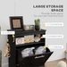 Pet Feeder Station Storage Cabinet, Dog Food Storage Container With Dog Raised Bowls, Watering Supplies, Black_maomaolike.com
