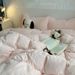 Wholesale INS Blogger Style Camellia Four-Piece Autumn Winter Thickened Double-Sided Milk Velvet Warm Coral Fleece 4-Piece Set_maomaolike.com