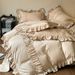 Wholesale INS Girl Heart French Skin-Friendly Brushed Four-Piece Princess Style Pleated Ruffled Lace 4-Piece Set_maomaolike.com