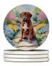 Dogue De Bordeaux Spring Path Large Sandstone Coasters Pack Of 4 Absorbent Round Coasters Decor Gifts For Men Or Women, 4 In, Multicolor_maomaolike.com