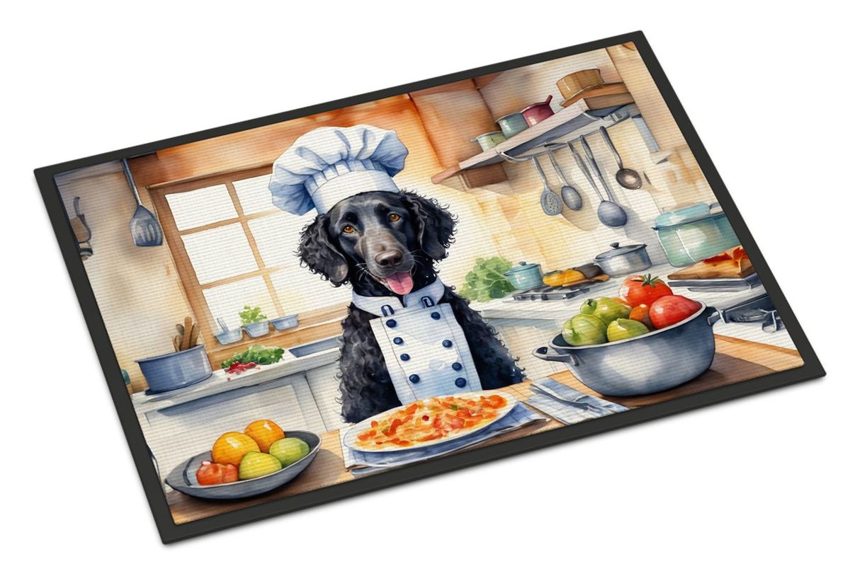 Curly-Coated Retriever The Chef Doormat Front Door Mat Indoor Outdoor Rugs For Entryway, Non Slip Washable Low Pile, 24H X 36W_maomaolike.com