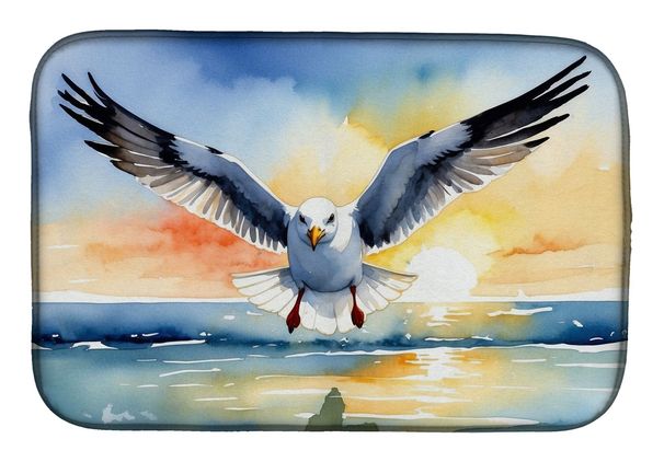 Gull Flying Low Dish Drying Mat Absorbent Dish Drying Mat Pad For Kitchen Counter Dish Drainer Mat For Countertop, 14 X 21", Multicolor_maomaolike.com
