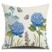 Blue Flower Butterfly Pattern Living Room Bedroom Sofa Decorative Pillow Case_maomaolike.com