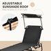 Folding Chaise Lounge Pool Lounge Chairs Set Of 2, Outdoor Sun Tanning Chairs With Canopy Shade, Reclining Back, Steel Frame And Side Pocket For Beach, Yard, Patio, Black_maomaolike.com