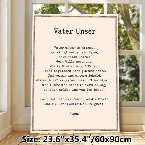 German Lord's Prayer Painting Poster, Vintage Typographic Framed Text Poster, Serene Spiritual Wording Ideal For Home, Prayer Room_maomaolike.com