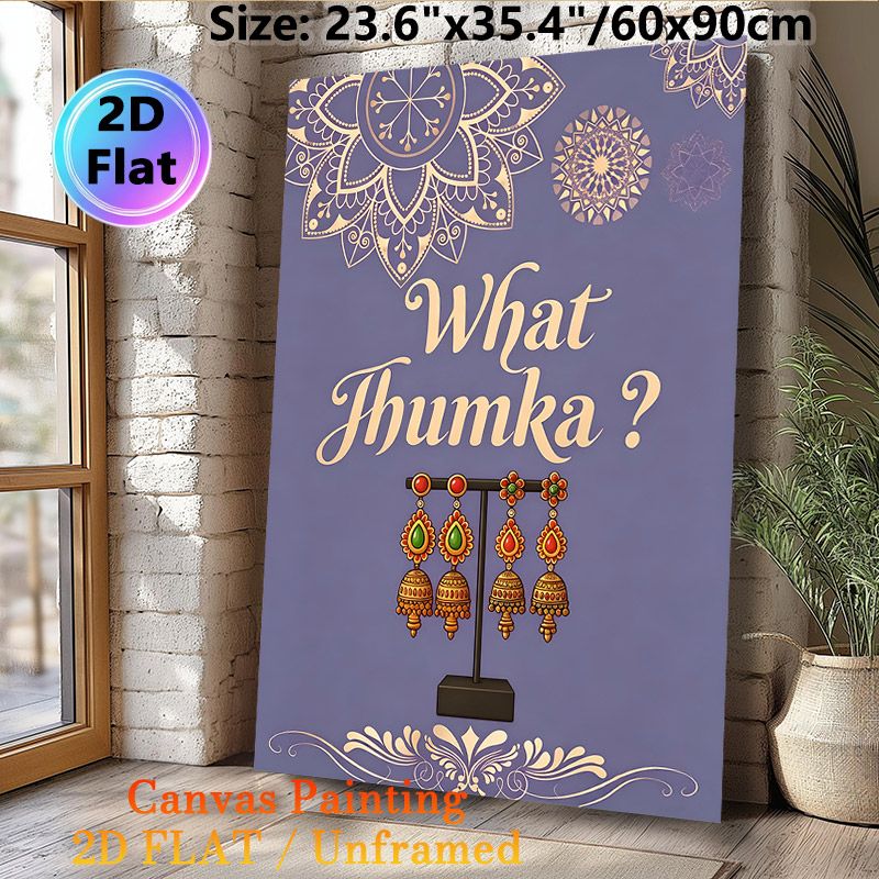Indian Jhumka Themed Painting Poster, Vintage Ethnic Style Poster, Ornate Mandala & Traditional Jhumka Design, Infuses Cultural Charm, Ideal For_maomaolike.com