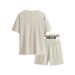 Men's Textured Linen Blend Set - Summer Loose Fit Short Sleeve Suit | Vacation Ready Coordinated Outfit_maomaolike.com