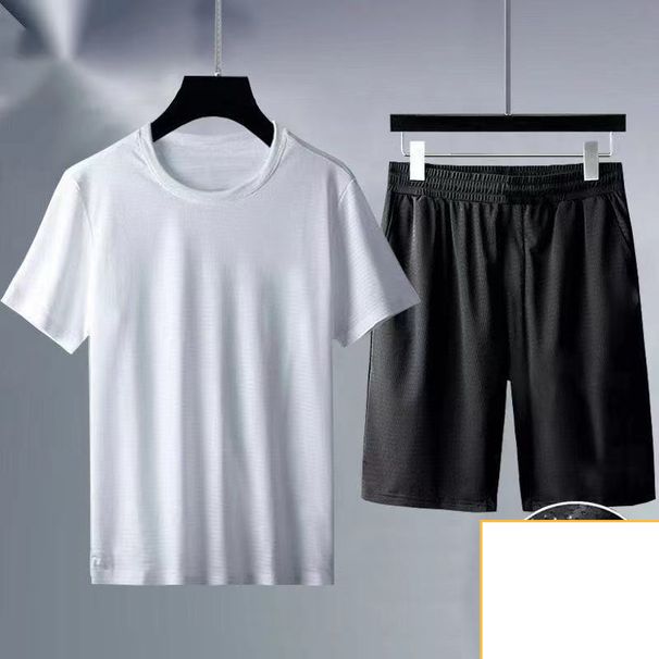 Men's Clothing Ice silk sports suit two piece summer new men's casual suit brand quick drying basketball running suit men's clothing_maomaolike.com