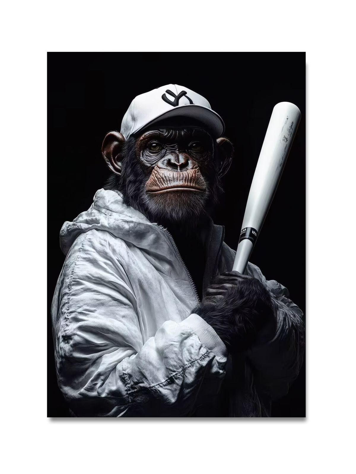 Trendy Street-style Chimpanzee Triptych Featuring A Baseball Bat, A Basketball And A Rugby Ball, Blending American Retro And Hip-hop Culture_maomaolike.com