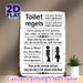 Toilet Rules Painting Poster, Vintage Distressed Black-and-white Humorous Toilet Rules With Gender Icons Poster, Lighthearted Toilet Etiquette_maomaolike.com