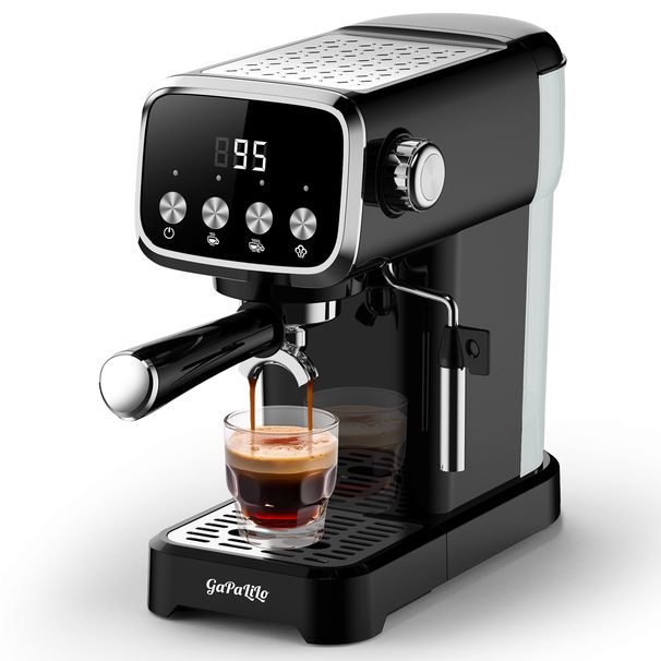 20 BAR Slim Espresso Machine With Milk Frother, Cup Warmer, 43 OZ Detachable Tank, For Espresso, Americano, Latte, Space-Saving, Screen Button, Black, Resale Prohibited_maomaolike.com