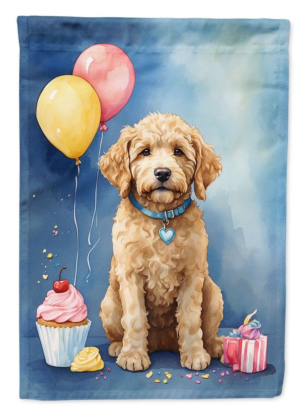 Goldendoodle Happy Birthday House Flag Large Porch Sleeve Pole Decorative Outside Yard Banner Artwork Wall Hanging, Polyester, House Size, Multicolor_maomaolike.com
