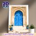 Moroccan Blue Door Painting Poster, Vintage Bohemian Ethnic Style Poster, Exotic Architectural Charm Ideal For Living Room, Hallway, Bohemian-inspired_maomaolike.com