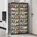 8 Tiers 32 Pairs Hard Plastic Shoe Storage Organizer Cabinet For Entryway, Large Stackable Collapsible Sneaker Shoe Box Organizer For Closet, Portable Folding Shoe Cabinet With Doors, Black_maomaolike.com