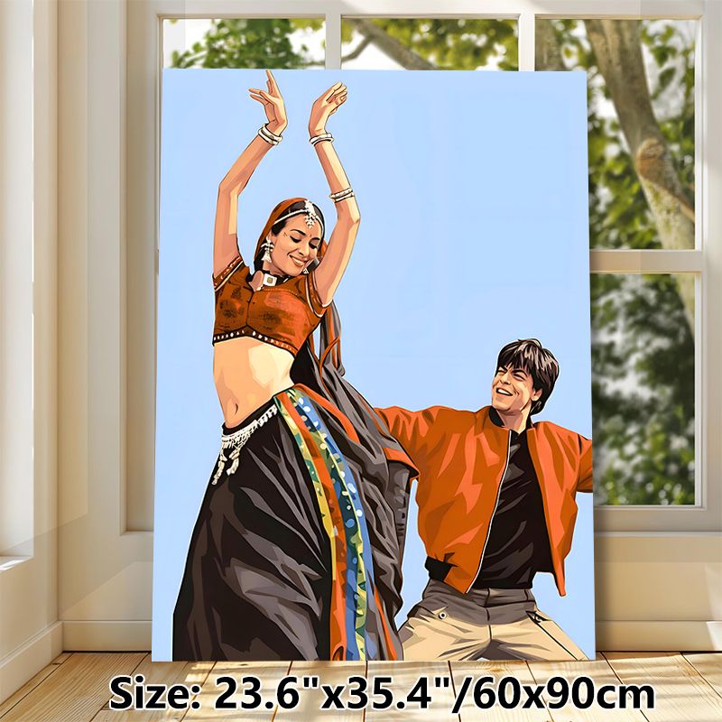 Bollywood Dance Painting Poster, Vibrant Stylized Character Poster, Captures Joyful Traditional Dance Vibe, Ideal For Living Room And Entertainment_maomaolike.com