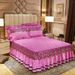 European Velvet Skirt Single Piece Warm Lace Cover Three-Piece Winter 1.8m Solid Color Bed Set Bedding_maomaolike.com