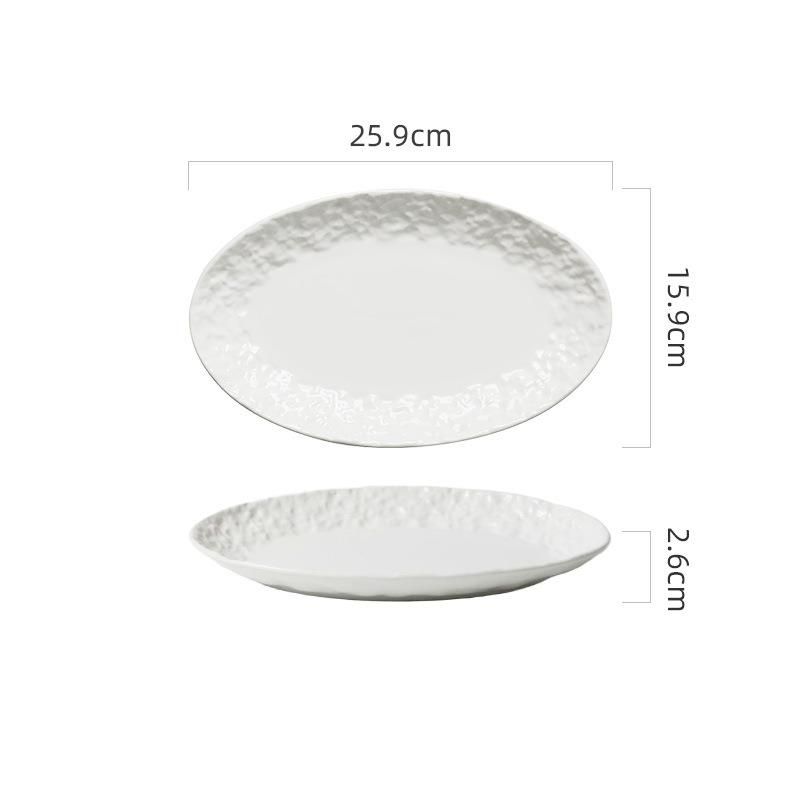 Steamed Special High-end Ceramic Fish Home Use New Oval Large Dish Dan-shaped Deep Plate_maomaolike.com