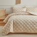 Bedspreads - Soft Bed Summer Quilt Lightweight Modern Style - Geometric Embroidery Pattern Coverlet For All Season - 3 Piece (1 Quilt, 2 Pillow Shams)_maomaolike.com