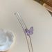 Exquisite Colored Butterfly Glass Straw, Transparent Ins, High Aesthetic Value, Reusable, Heat-resistant Elbow Straw_maomaolike.com