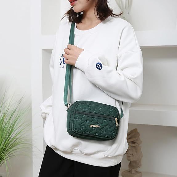 Quilted Crossbody Bags For Women - Oxford Cloth Multi-Layer Shoulder Handbag With Wide Strap -Casual Embroidery Business Bag_maomaolike.com
