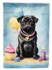 Black Pug Happy Birthday House Flag Large Porch Sleeve Pole Decorative Outside Yard Banner Artwork Wall Hanging, Polyester, House Size, Multicolor_maomaolike.com