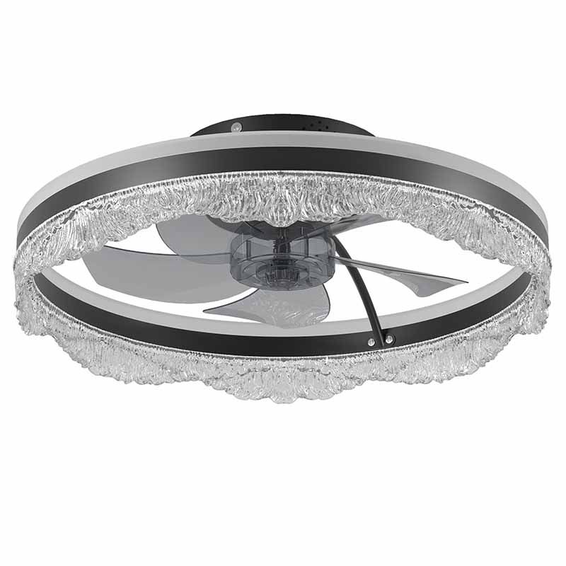 20 Smart Silent Ceiling Fan With Light Crystal Flush Mount LED Fan Lamp With Hidden Blades And Natural Airflow System, Designed For Bedroom, Kids' Room And Study_maomaolike.com