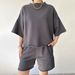 Women's casual suits for women half-sleeved round neck loose short-sleeved drawstring shorts two-piece suit_maomaolike.com