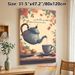 Tea & Floral Themed Painting Poster, Warm-toned Whimsical Teapot Pouring Tea With Pastries Poster, Cozy Tranquil Decor Ideal For Kitchen, Dining Area_maomaolike.com