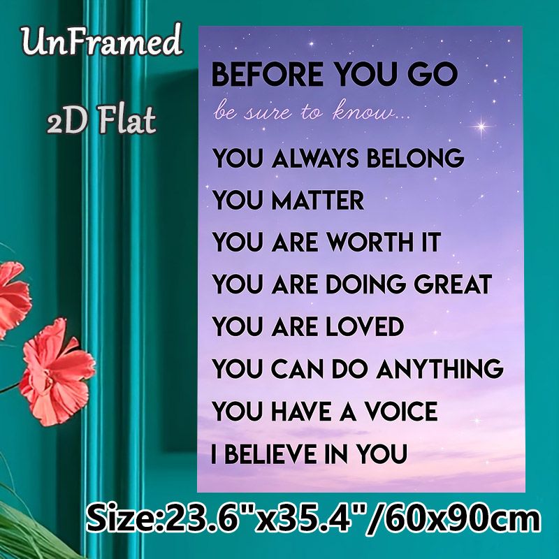 Inspirational Affirmation Painting Poster, Dreamy Purple Starry Sky Poster, Uplifting Positive Message Decor Idea For Bedroom, Office And Living Room_maomaolike.com