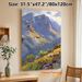 Mountain Wildflower Landscape Painting Poster, Textured Impasto Style Mountain & Colorful Wildflower Poster, Natural Scenery Decor Idea For Living_maomaolike.com