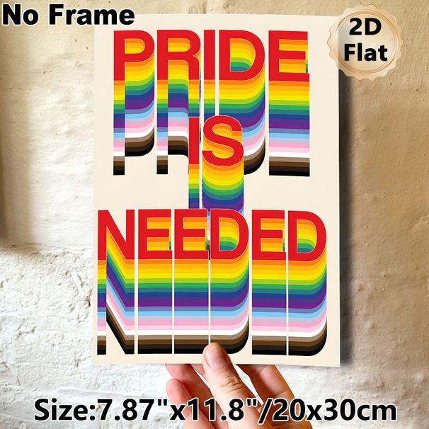 Pride Slogan Painting Poster, Vibrant Layered Typographic Poster, Bold Rainbow-hued Text Art, Ideal For Home, Living Room And Office Wall Decor_maomaolike.com