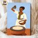 Ethnic Woman Making Traditional Food Painting Poster, Warm-toned Flat Illustration Poster, Cultural Art Decor Suitable For Home And Dining Room_maomaolike.com