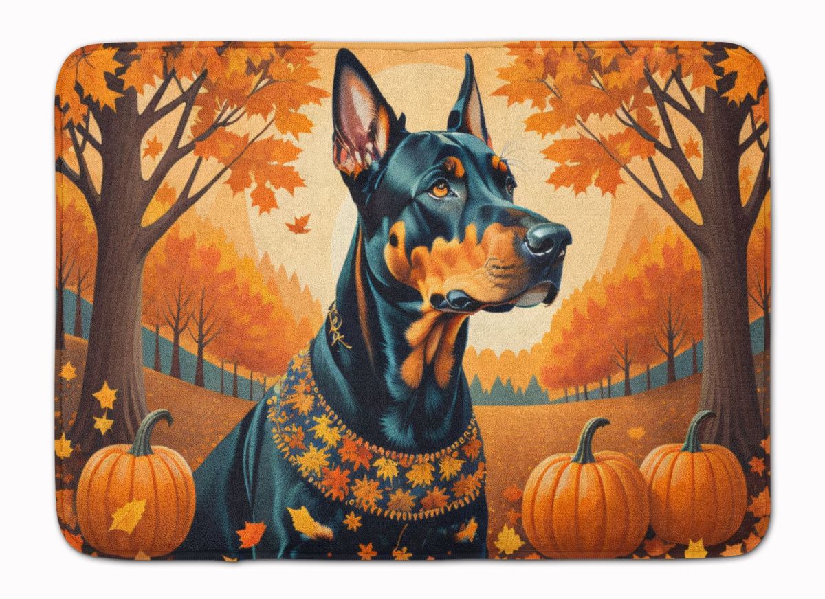 Doberman Pinscher Fall Memory Foam Kitchen Mat Machine Washable Anti-Fatigue Mat Cushion Comfort Bath Mat Or Kitchen Rug_maomaolike.com