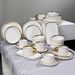 Nordic Gold-Trimmed 32-Piece Ceramic Dinnerware – Striped Bowls, Plates Cups | Elegant Coffee Dessert Dish Set For_maomaolike.com