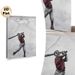 Baseball Themed Painting Poster, Vintage Monochrome With Red Accent Poster, Creative Design Of Boy Swinging Bat To Crack Wall, Ideal For Game Room_maomaolike.com