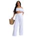 Women's clothing new style suit temperament one shoulder ruffled short top wide leg trousers suit_maomaolike.com