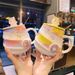 Ceramic Unicorn Water Spiral Rainbow Mug Coffee With Lid Spoon Cute Girls Home Drinking Cup_maomaolike.com