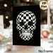 Checkered Skull Painting Poster, Sleek Black & White Checkered Pattern Skull Poster, Unique Artistic Decor Ideal For Living Room, Studio Or_maomaolike.com