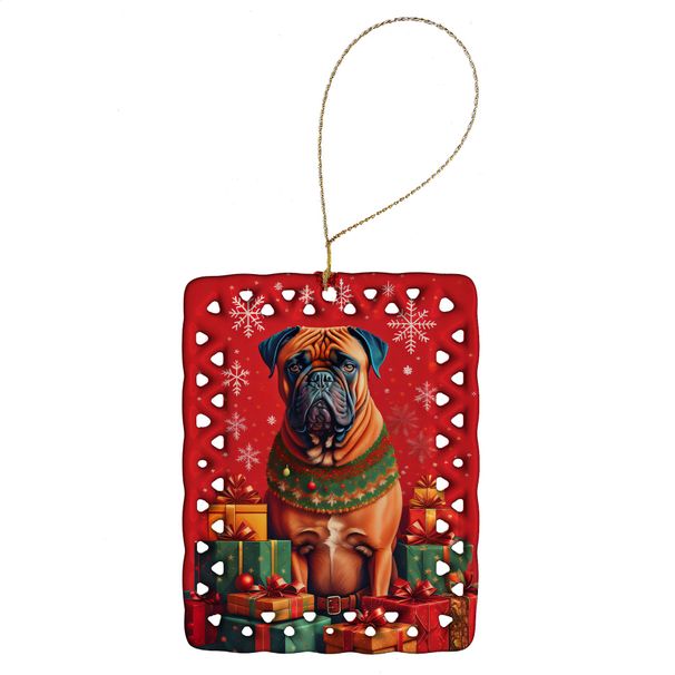 Bullmastiff Holiday Christmas Porcelain Ornament Christmas Tree Hanging Decorations For Home Christmas Holiday, Rectangle, Gift, Multicolor_maomaolike.com