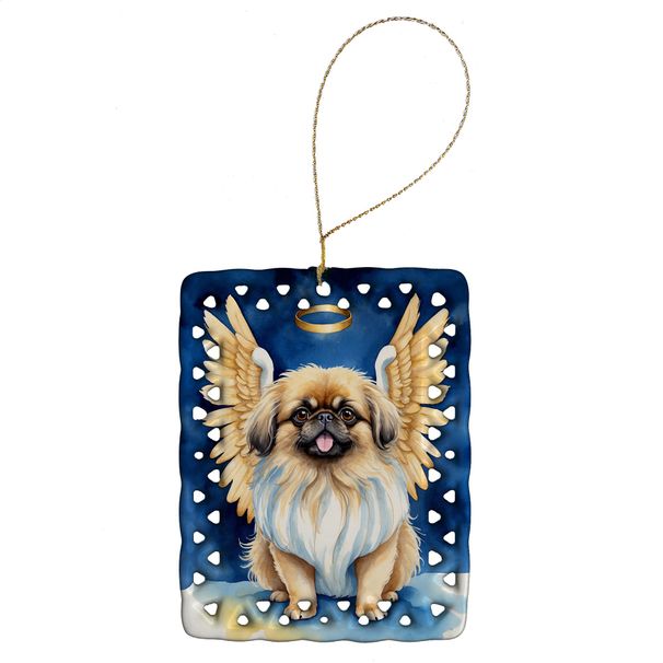 Pekingese My Angel Porcelain Ornament Christmas Tree Hanging Decorations For Home Christmas Holiday, Rectangle, Gift, Multicolor_maomaolike.com