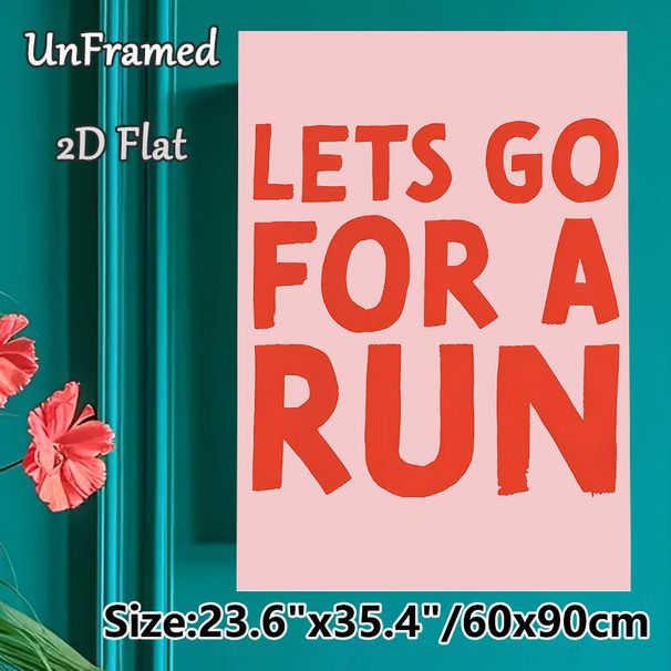 Running Motivational Painting Poster, Bold Red Typographic Poster, Inspiring Running Quote Decor Ideal For Gym, Home Workout Area And Hallway_maomaolike.com