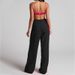 Women's Clothing Elegant Solid Color Split Sleeve Lapel Suit Pocket Straight Pants Suit_maomaolike.com