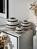1pc Black And White Stripe Color Matching Ceramic Ball Vase Is Suitable For Small Fresh Style Design Scene Ornaments Flower Arrangement Vase_maomaolike.com