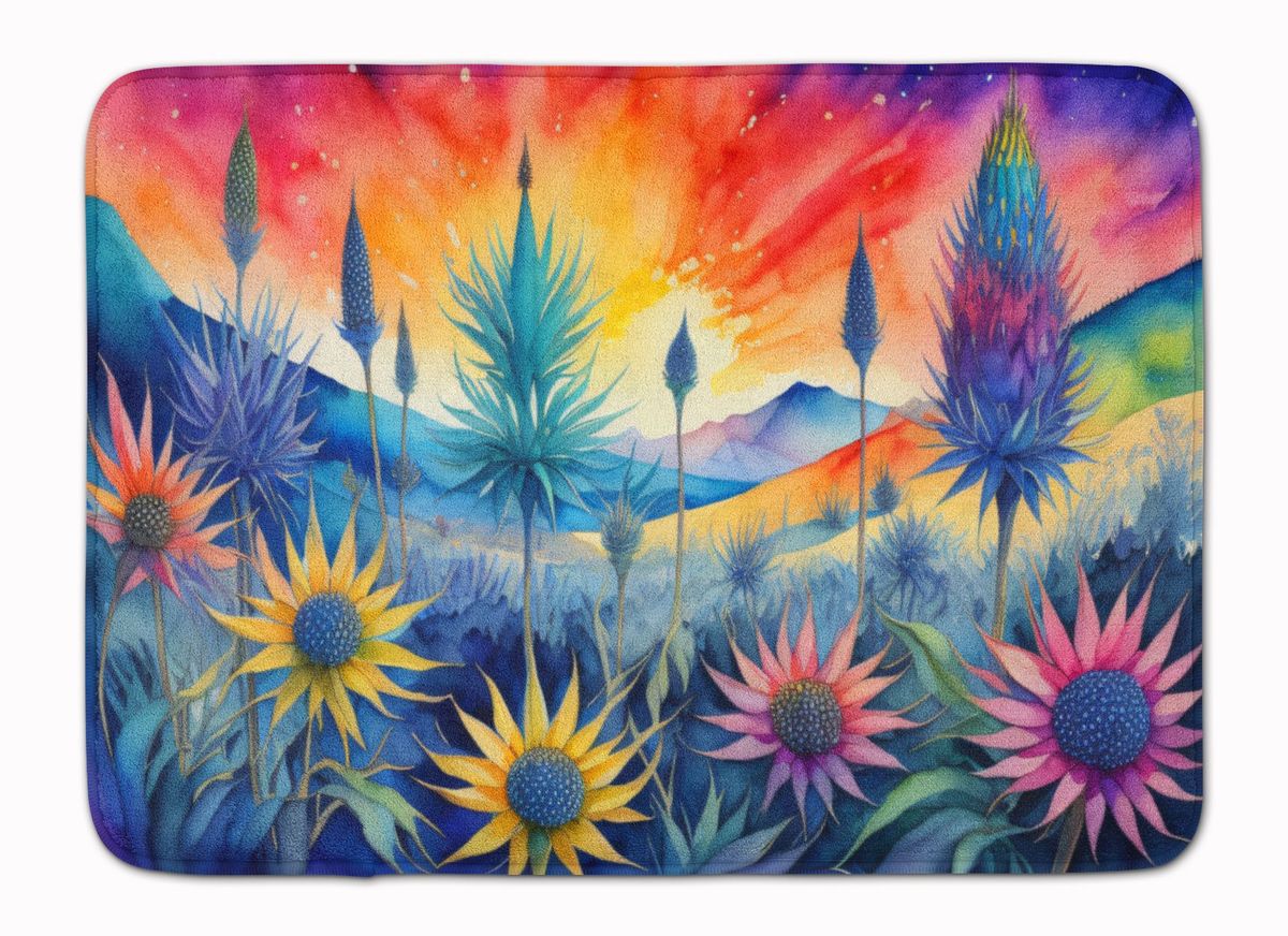 Eryngium In Color Memory Foam Kitchen Mat Machine Washable Anti-Fatigue Mat Cushion Comfort Bath Mat Or Kitchen Rug_maomaolike.com