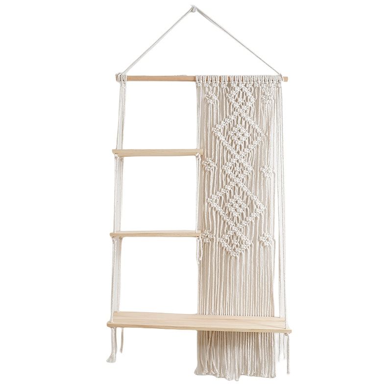 Cotton Rope Tapestry Bohemian Woven Bedside Shelf Homestay Hotel Living Room Wall Decor Storage Rack_maomaolike.com