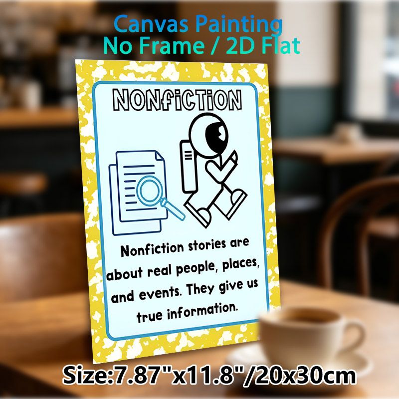 Nonfiction Themed Painting Poster, Bright Cartoon-style Educational Poster, Clearly Explains Nonfiction Content, Ideal For Classroom And Reading_maomaolike.com