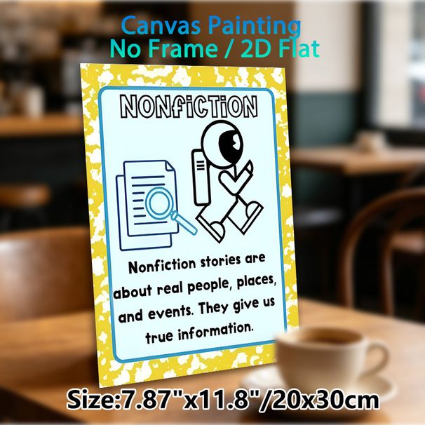 Nonfiction Themed Painting Poster, Bright Cartoon-style Educational Poster, Clearly Explains Nonfiction Content, Ideal For Classroom And Reading_maomaolike.com