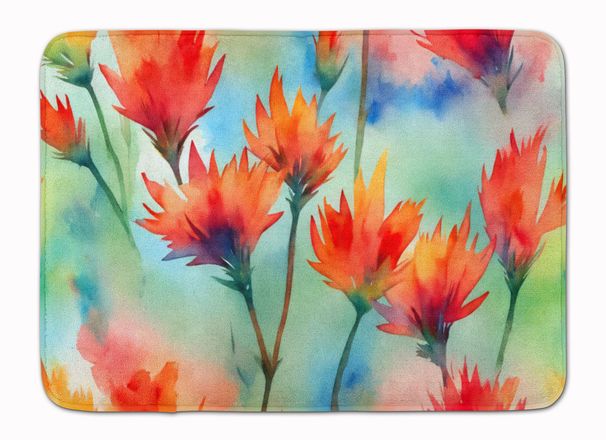 Wyoming Indian Paintbrush In Watercolor Memory Foam Kitchen Mat Machine Washable Anti-Fatigue Mat Cushion Comfort Bath Mat Or Kitchen Rug_maomaolike.com